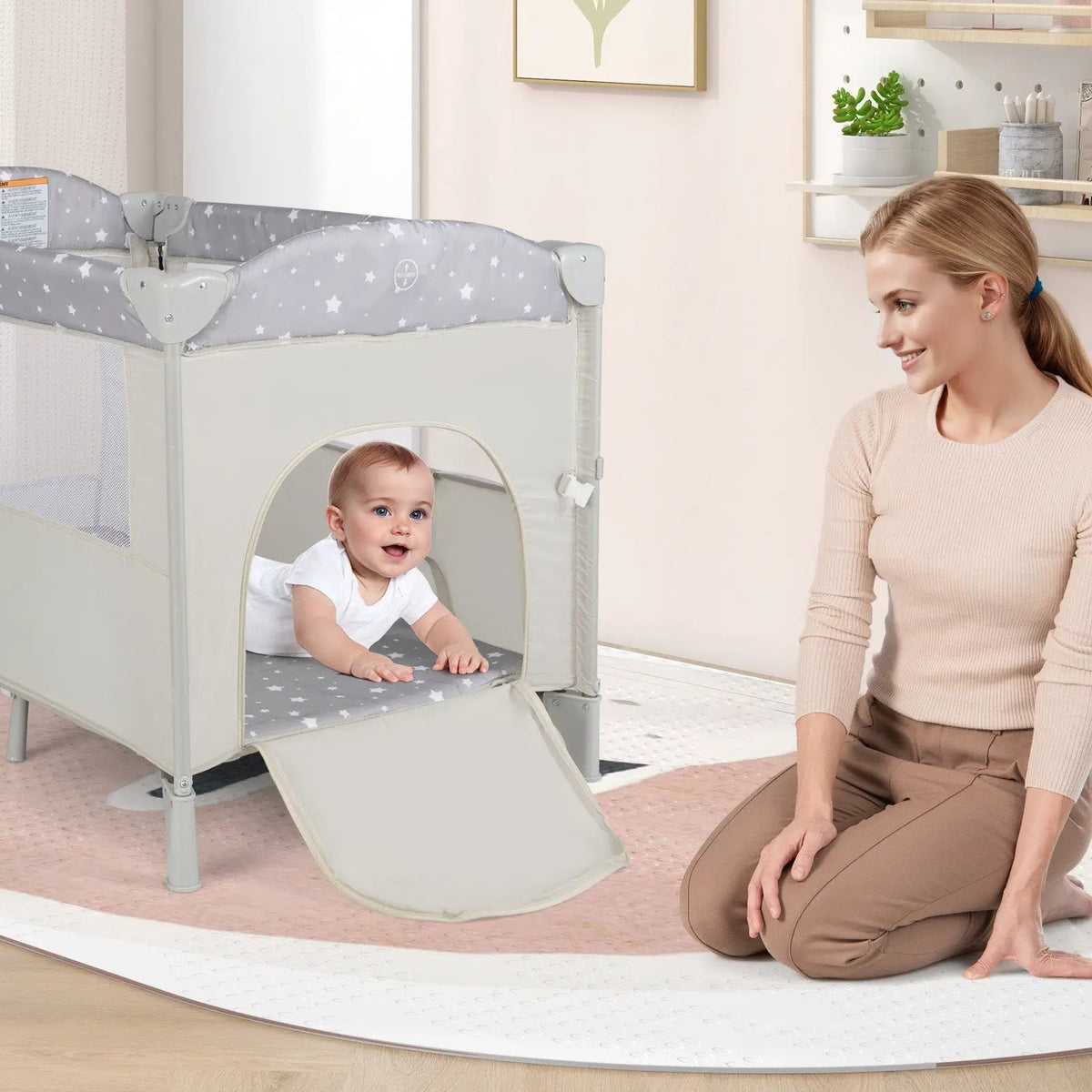 5-in-1 Portable Pack and Play with Diaper Changing Table by DirectDeals