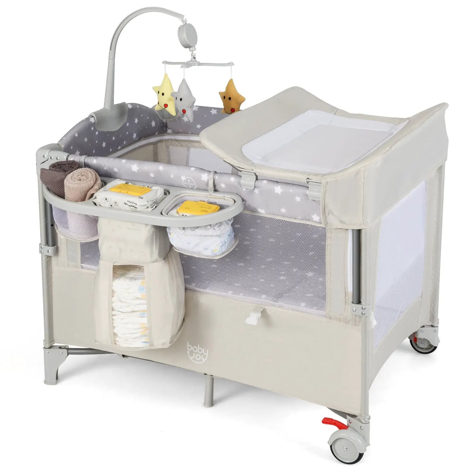 5-in-1 Portable Pack and Play with Diaper Changing Table by DirectDeals