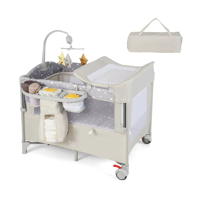 5-in-1 Portable Pack and Play with Diaper Changing Table by DirectDeals