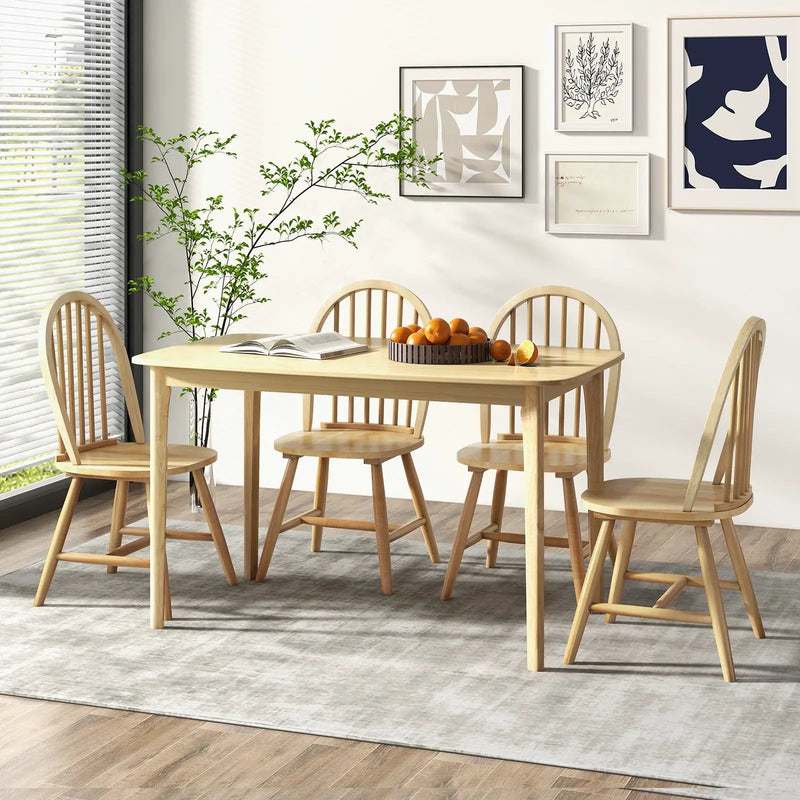 5 Pieces Wooden Dining Table Set with 4 Windsor Chairs by DirectDeals