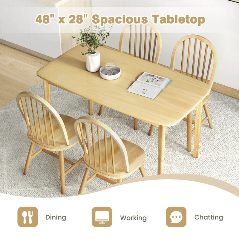 5 Pieces Wooden Dining Table Set with 4 Windsor Chairs by DirectDeals