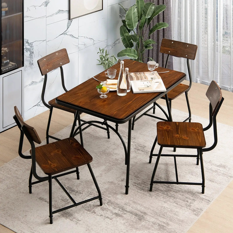 5 Piece Rectangular Dining Table Set with Metal Frame by DirectDeals