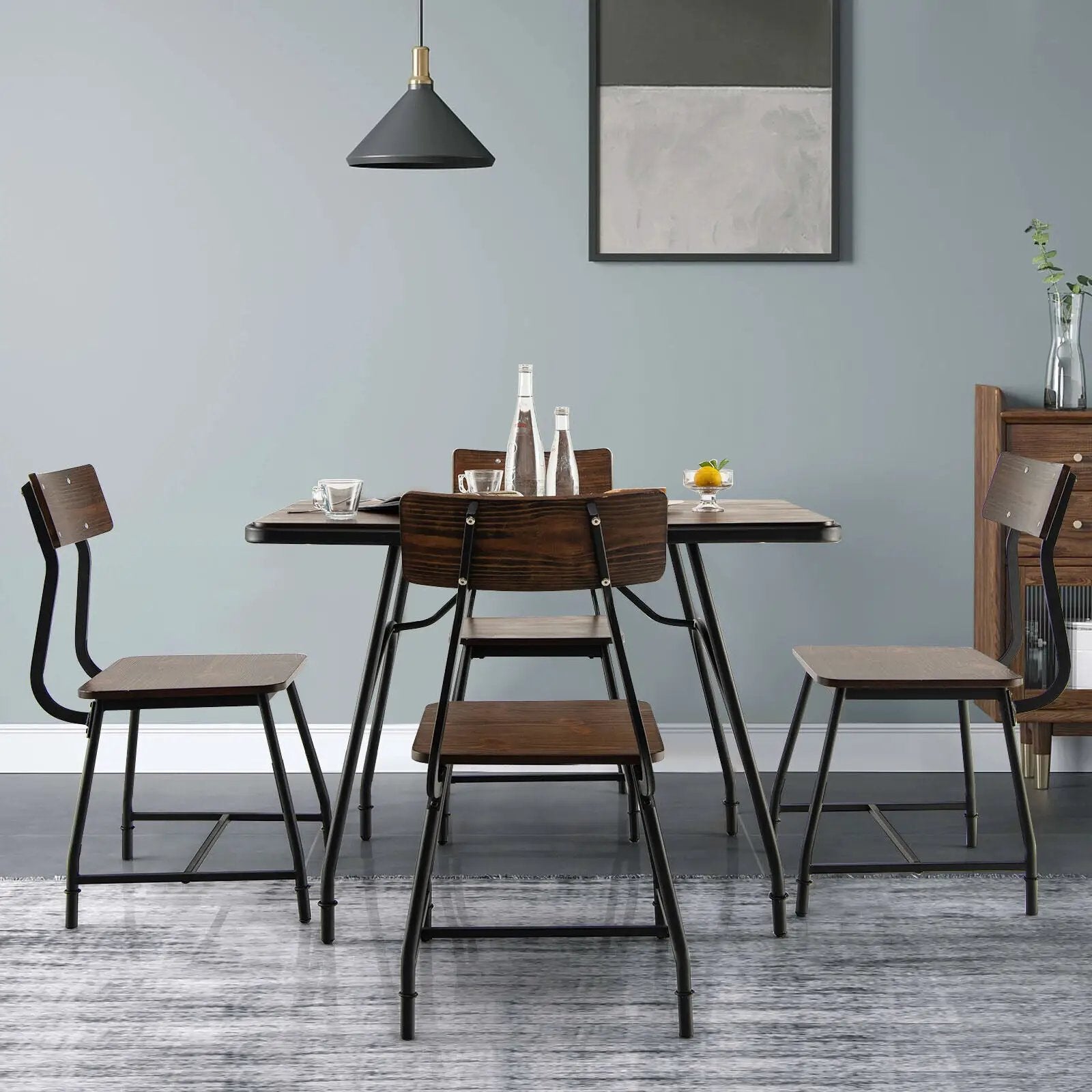 5 Piece Rectangular Dining Table Set with Metal Frame by DirectDeals