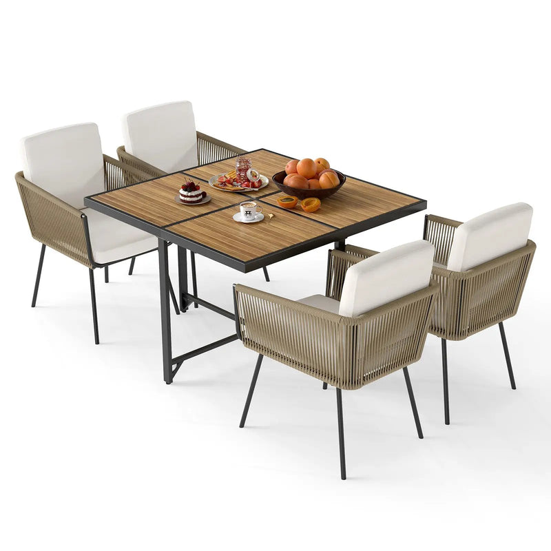 5 Pieces Patio Dining Set with Acacia Wood Tabletop by DirectDeals