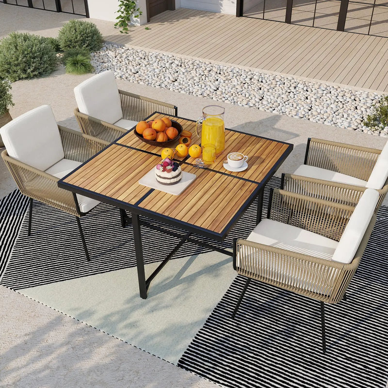 5 Pieces Patio Dining Set with Acacia Wood Tabletop by DirectDeals