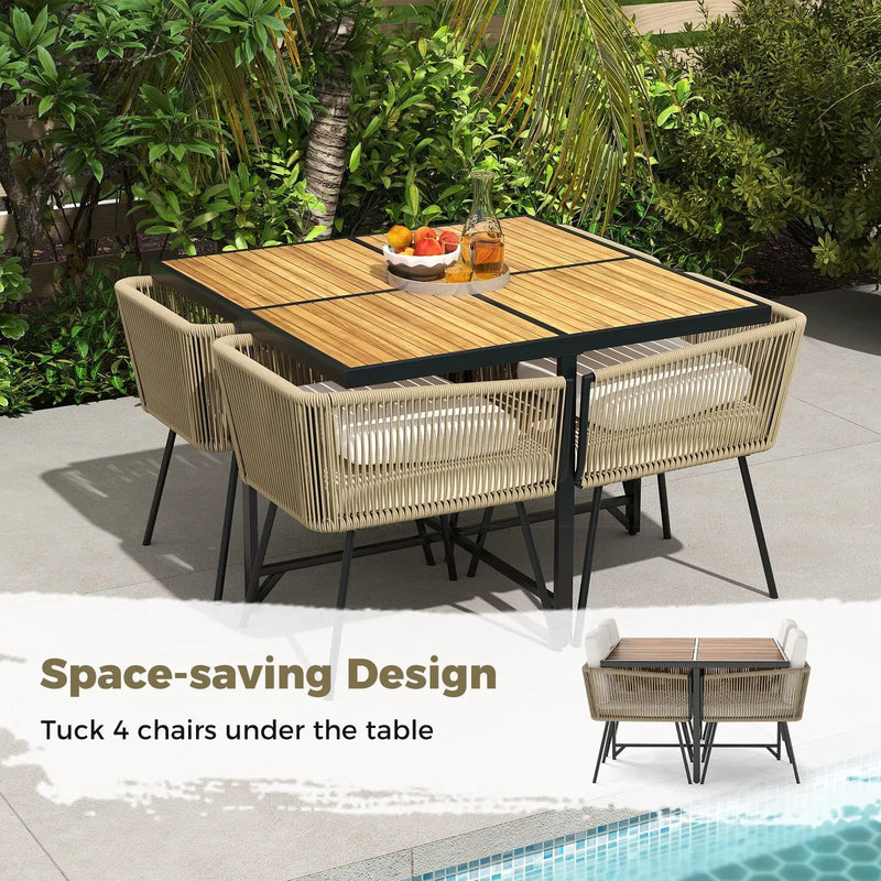 5 Pieces Patio Dining Set with Acacia Wood Tabletop by DirectDeals