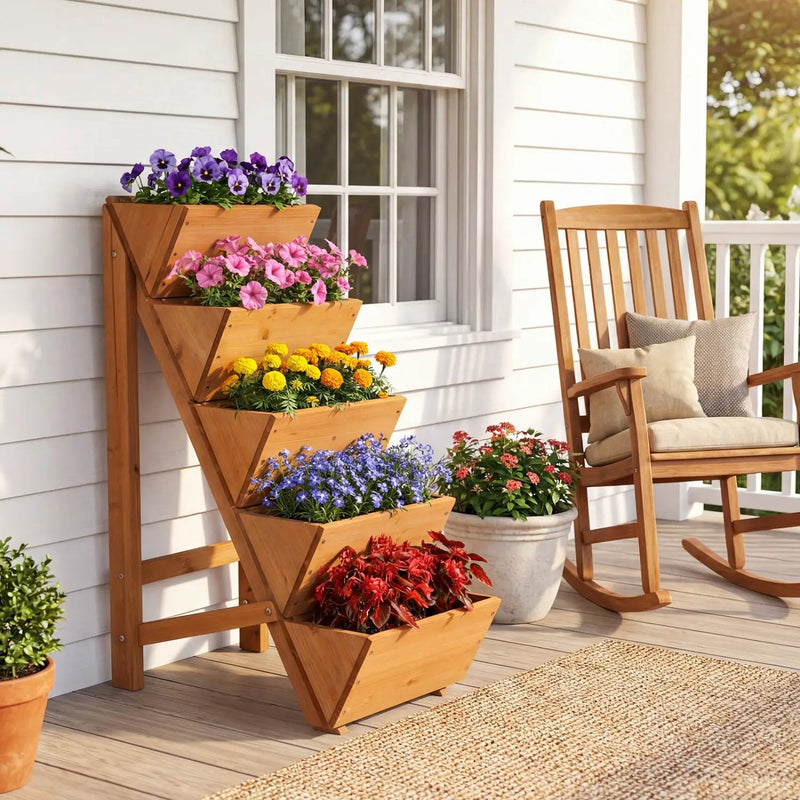 5-tier Vertical Raised Garden Bed Wood Elevated Planter Box with Legs by DirectDeals