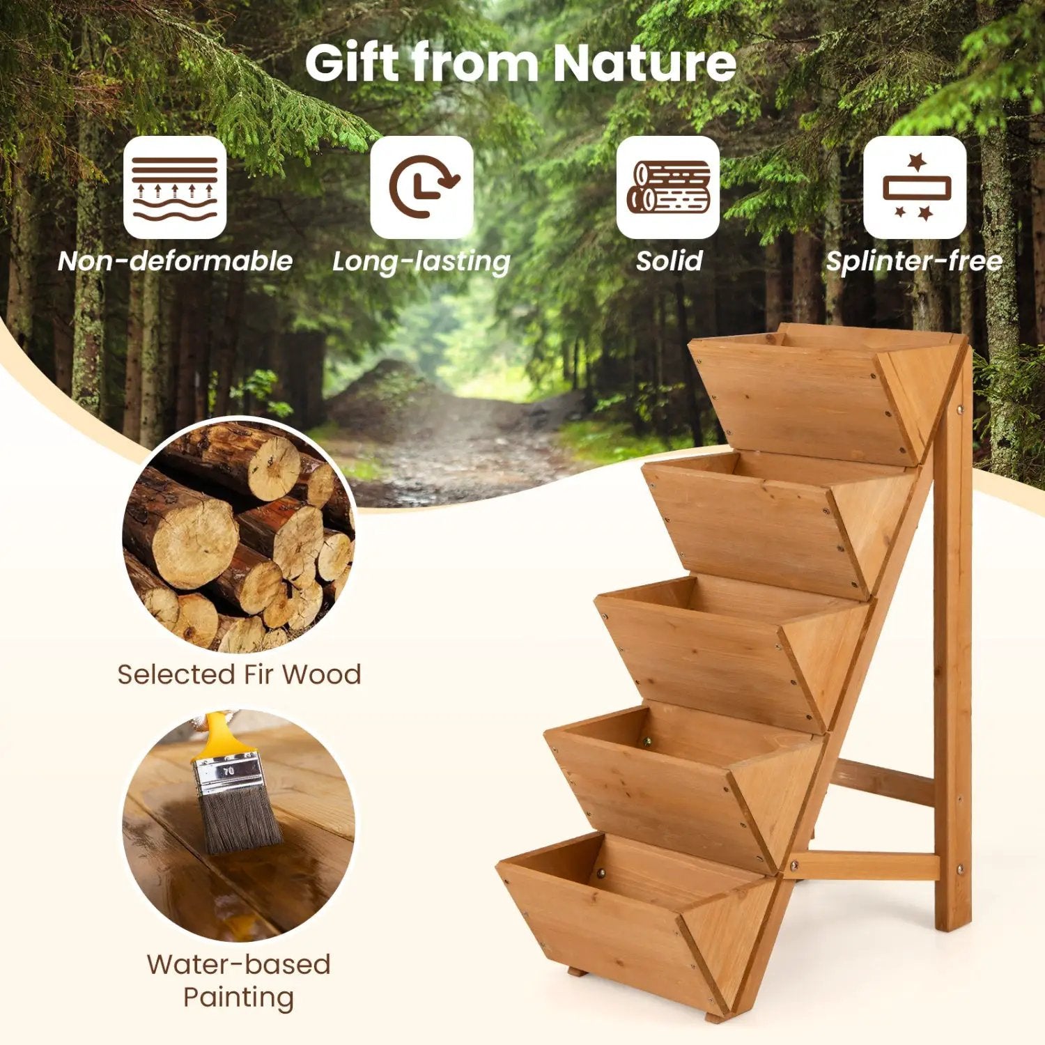 5-tier Vertical Raised Garden Bed Wood Elevated Planter Box with Legs by DirectDeals