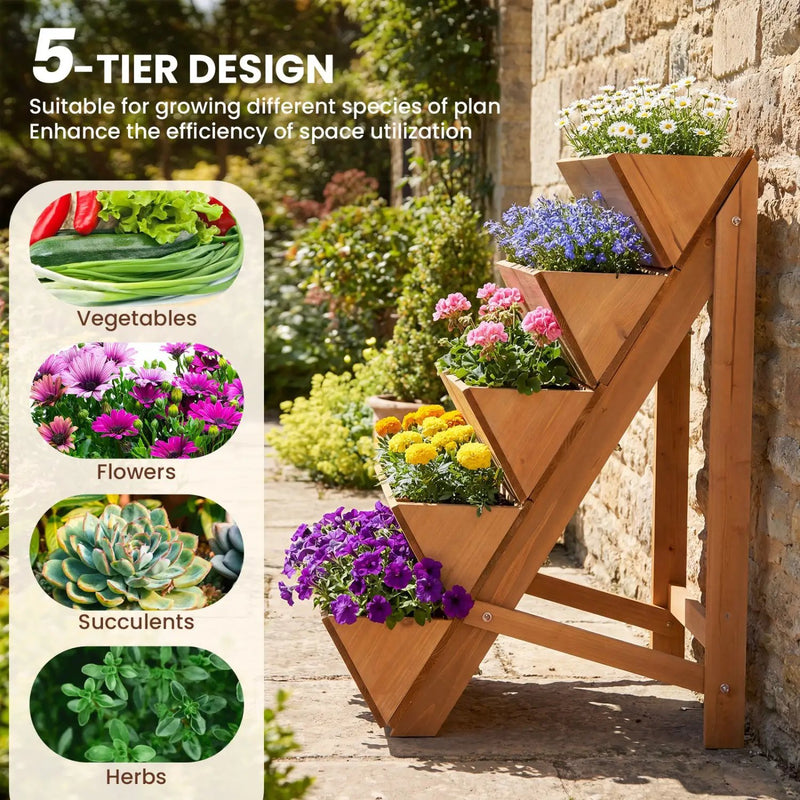 5-tier Vertical Raised Garden Bed Wood Elevated Planter Box with Legs by DirectDeals