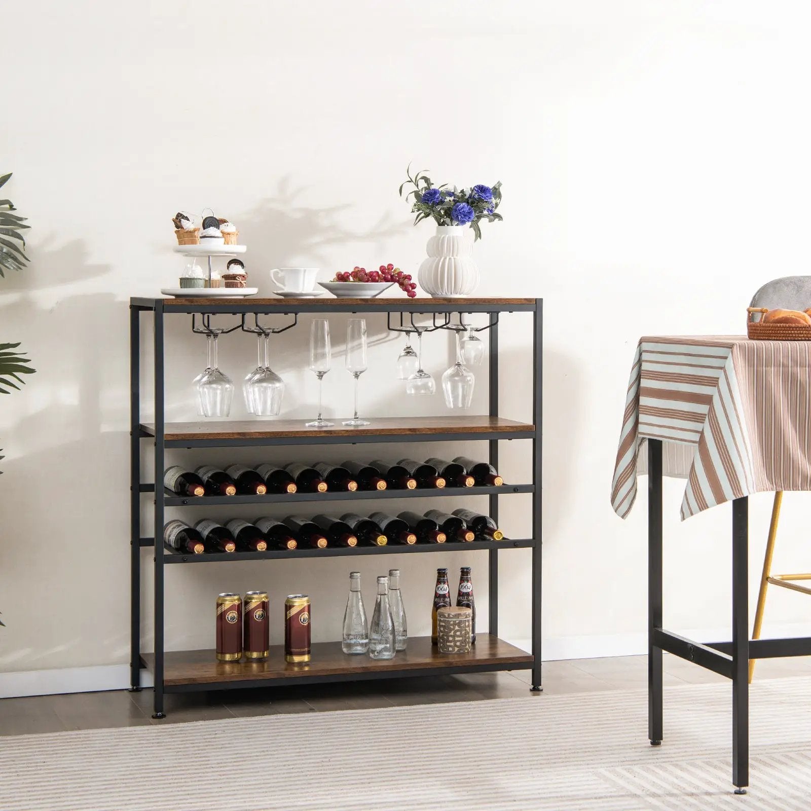 5-tier Wine Rack Table with Glasses Holder by DirectDeals