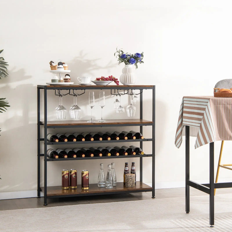 5-tier Wine Rack Table with Glasses Holder by DirectDeals