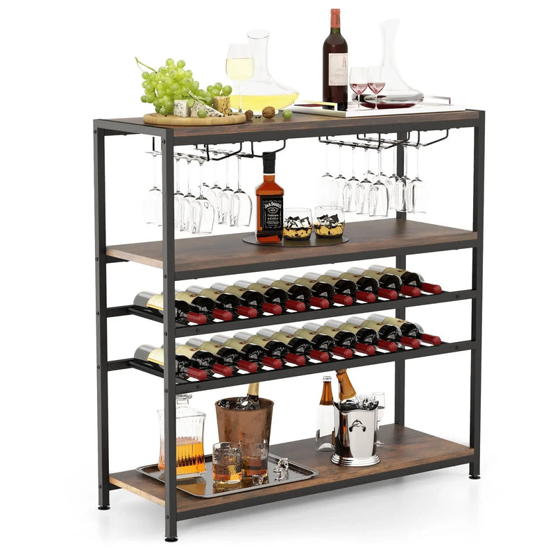 5-tier Wine Rack Table with Glasses Holder by DirectDeals