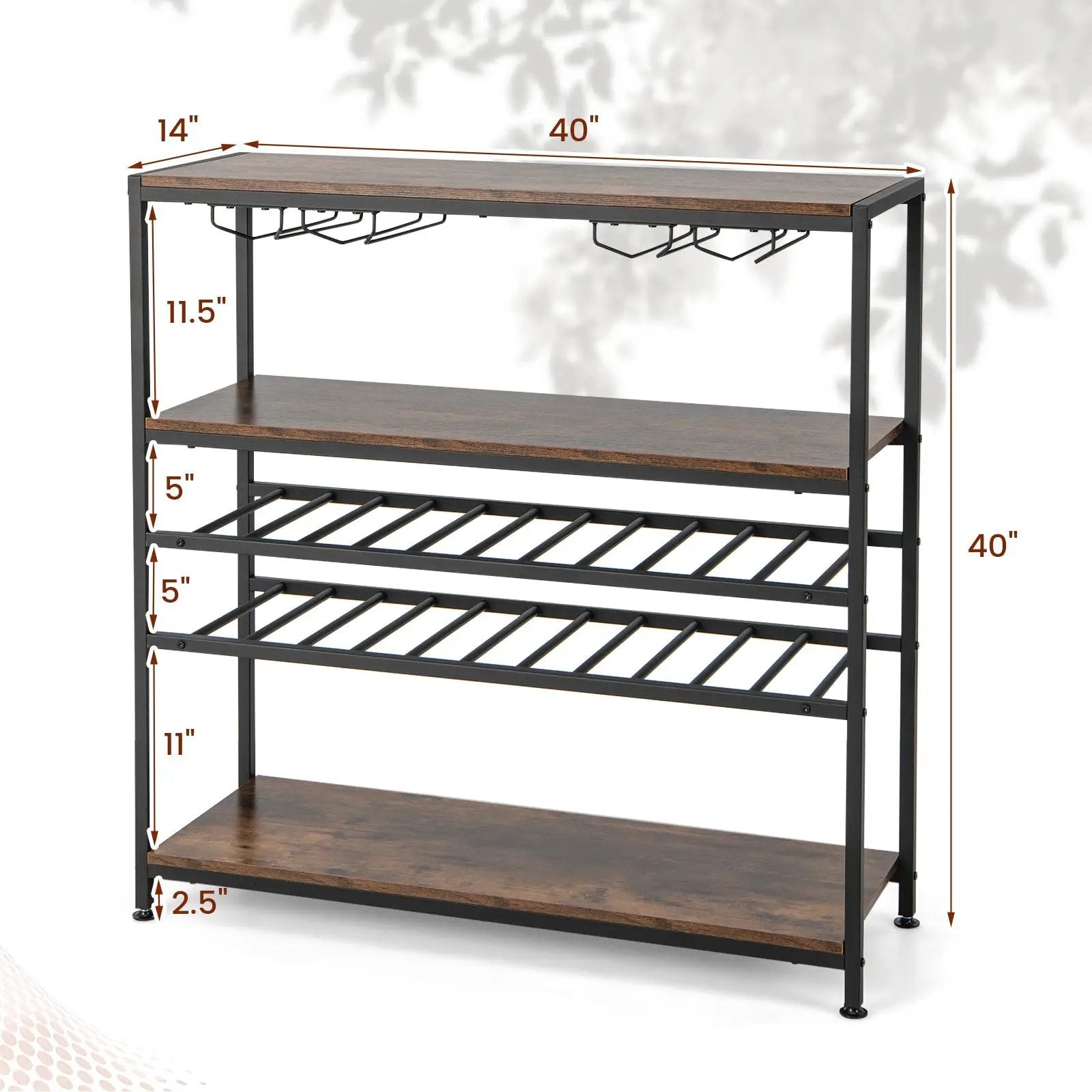 5-tier Wine Rack Table with Glasses Holder by DirectDeals