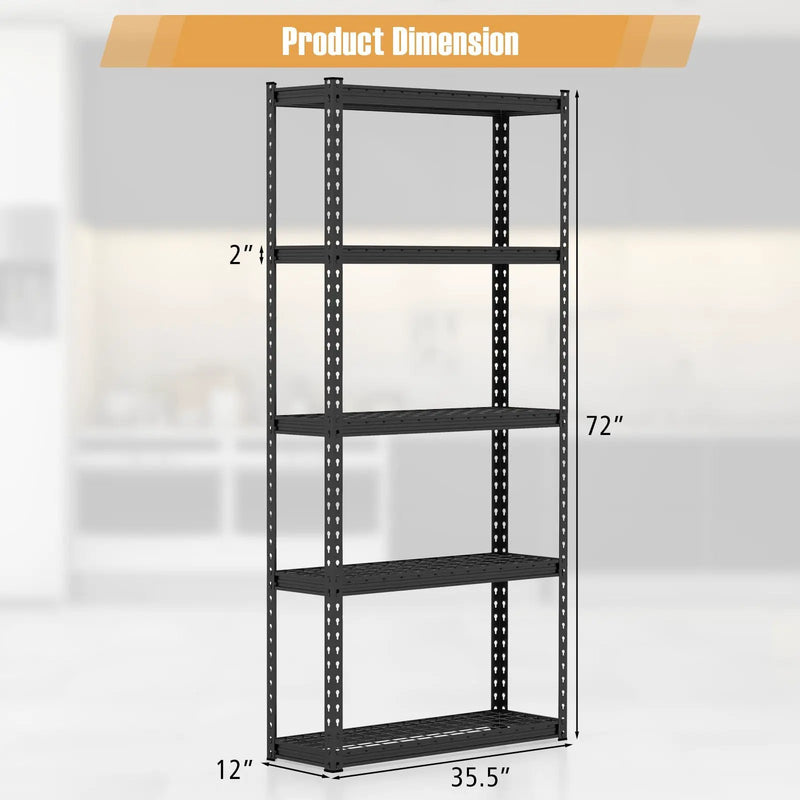 5-Tier Metal Shelving Unit with Anti-slip Foot Pad Height Adjustable Shelves for Garage-S by DirectDeals