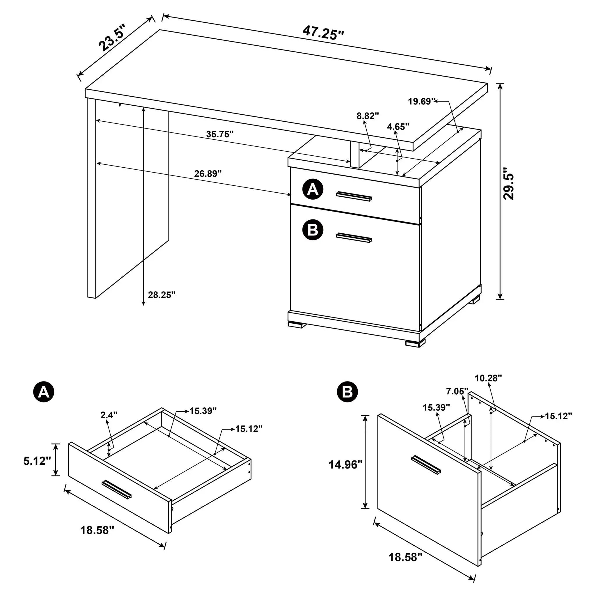 2 Drawer Reversible Office Desk With Modular Design by HouseOfZazla