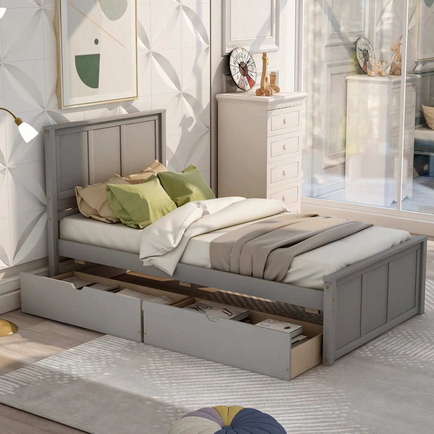 Platform Storage Bed With 2 Wheel Base Drawers by HouseOfZazla