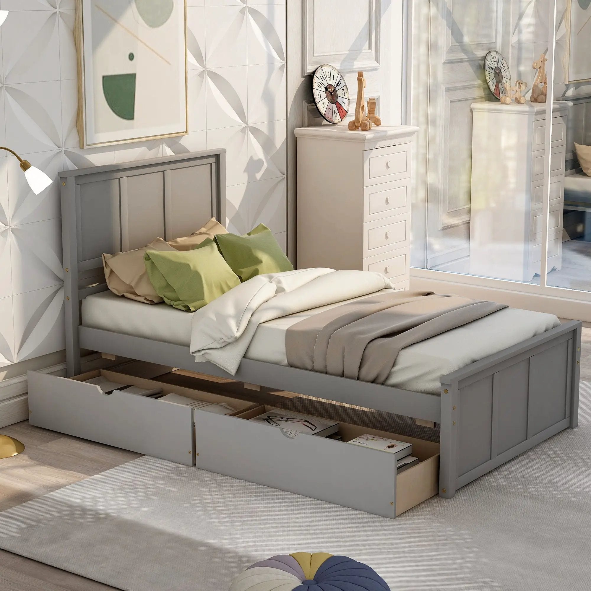 Platform Storage Bed With 2 Wheel Base Drawers by Unique Piece Furniture