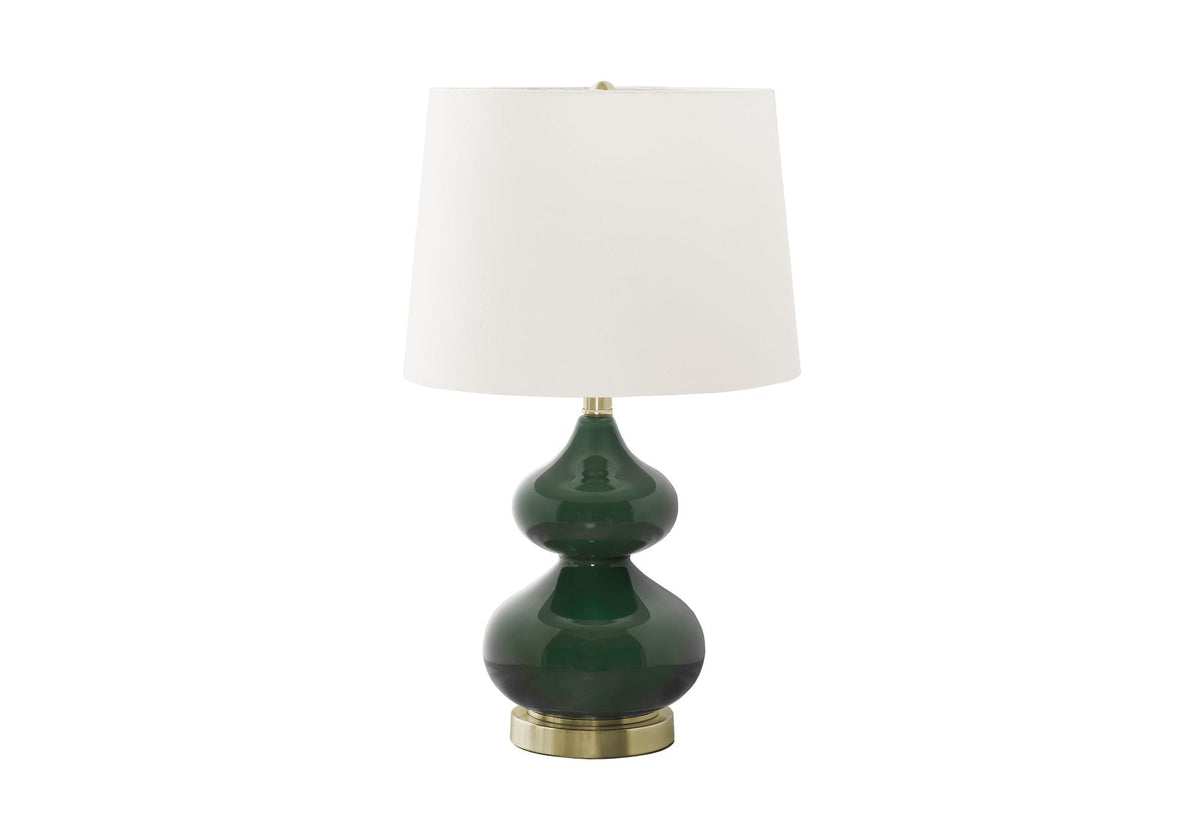 Contemporary Glass Table Lamp with Fabric Shade - Blue or Dark Green, photo 4 of 8