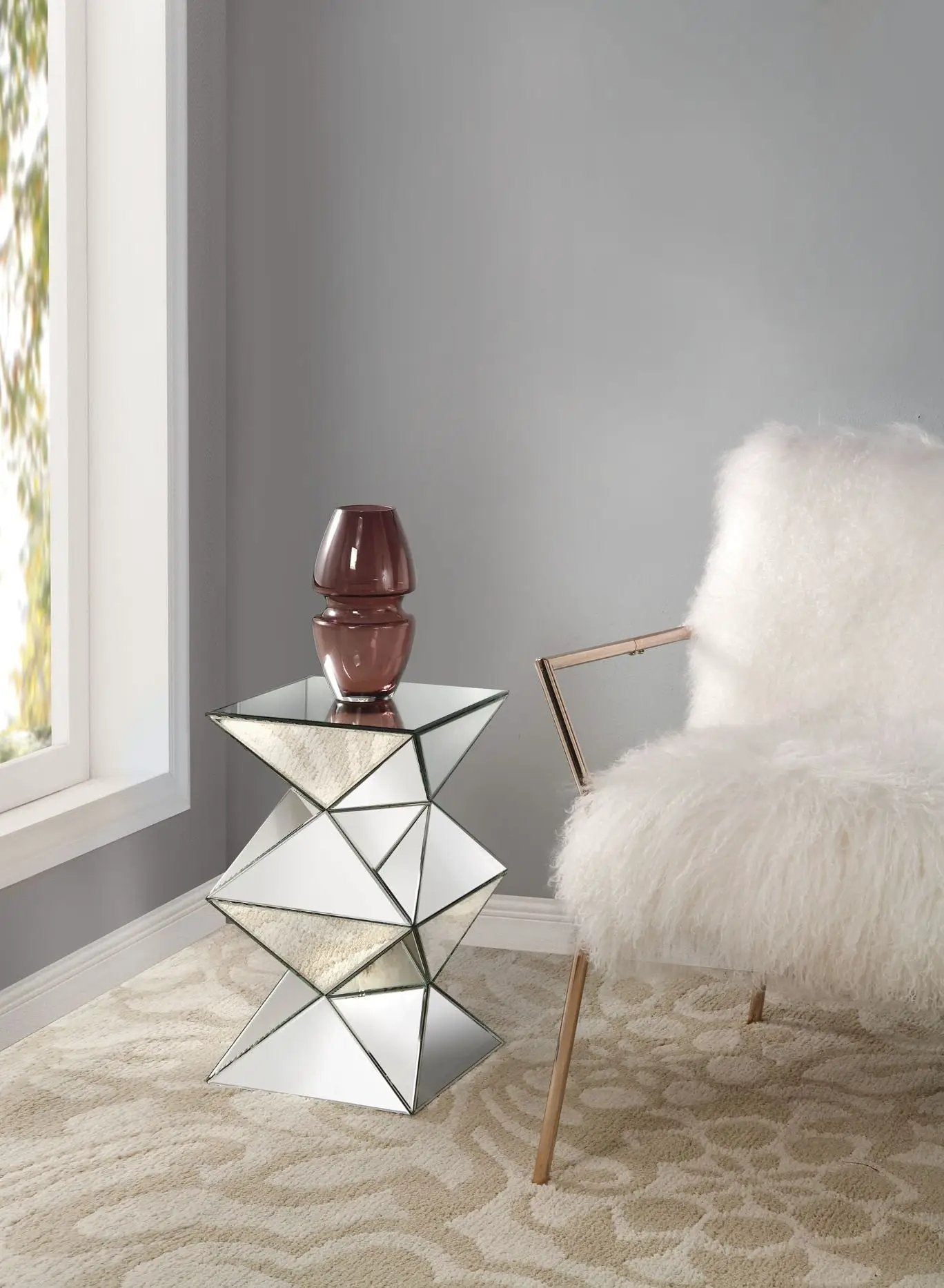 Dominic - 20"H Pedestal Stand - Mirrored by Unique Piece Furniture