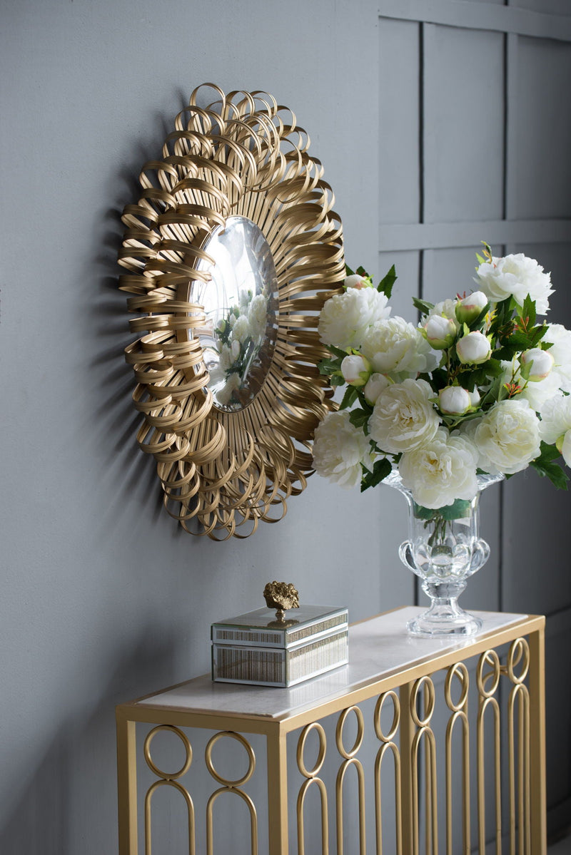 Sunburst Design Wall Mirror with Decorative Gold Finish - Modern Entryway, photo 4 of 9