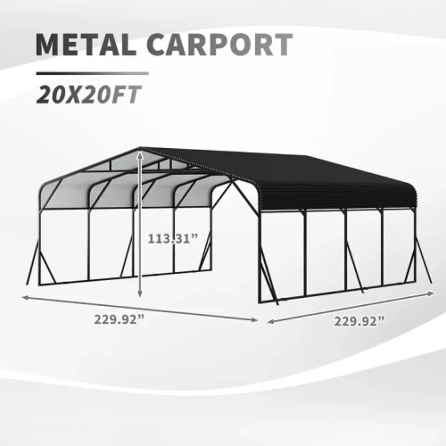 Heavy Duty Carport, All Weather Shelter - Black by Unique Piece Furniture
