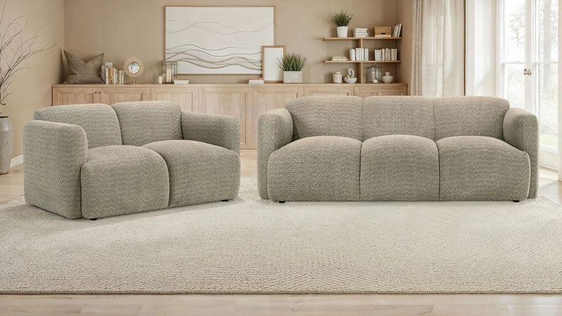 Dorset 2-piece Upholstered Round Track Arm Sofa Set Brown by Unique Piece Furniture