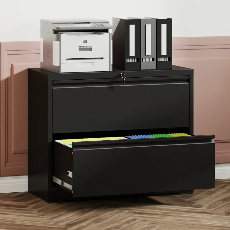 Lateral File Cabinet, Heavy Duty Filing Holds Letter/Legal/A4 Files by Unique Piece Furniture
