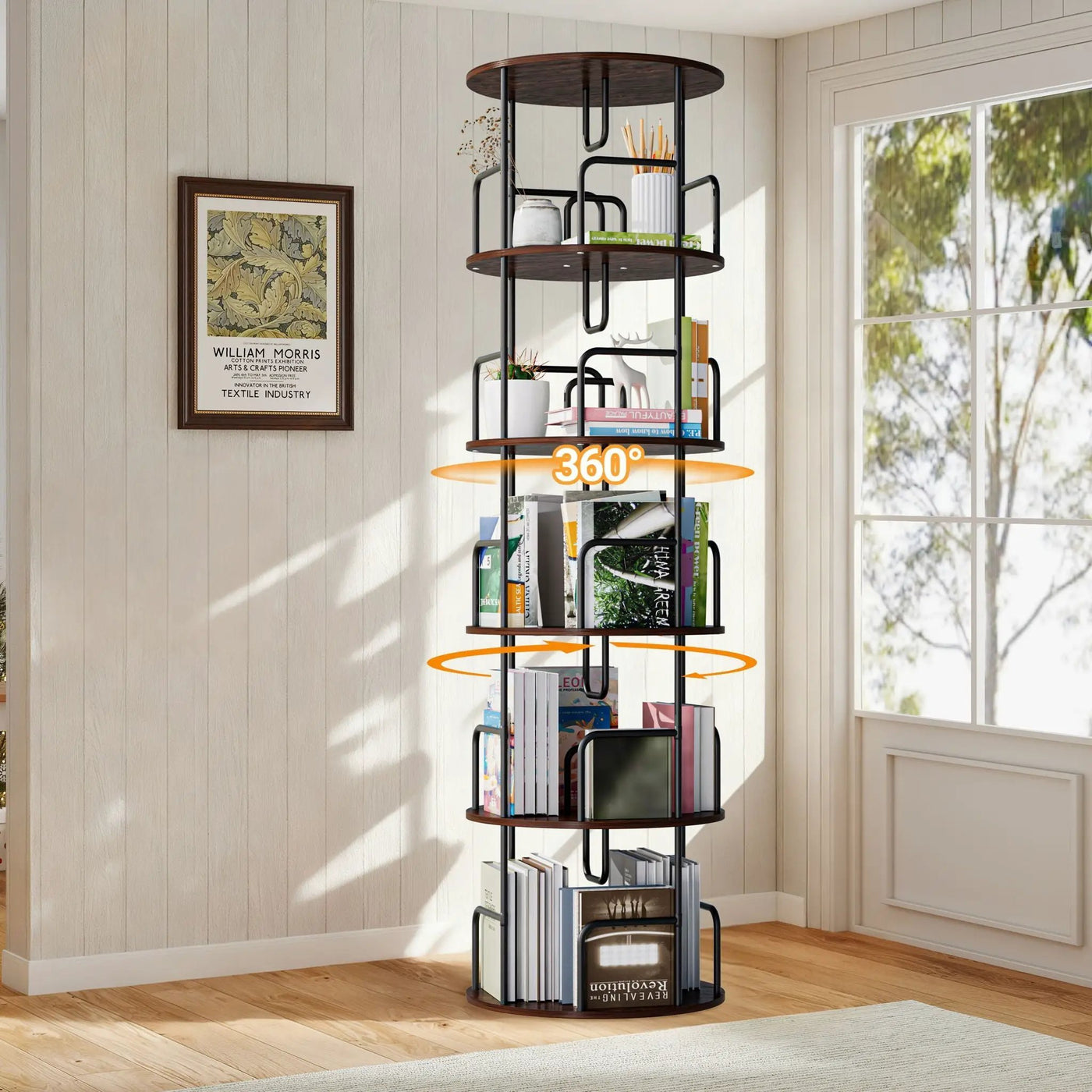 Rotating Bookshelf Tower 5 Tier Spinning 360 Degree Revolving Storage Shelf by HouseOfZazla