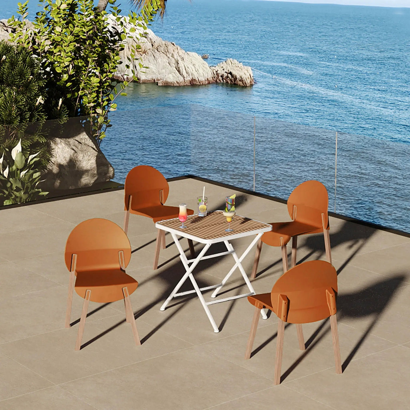 4 Piece Set Of Single Chairs With A Folding Square Table by HouseOfZazla