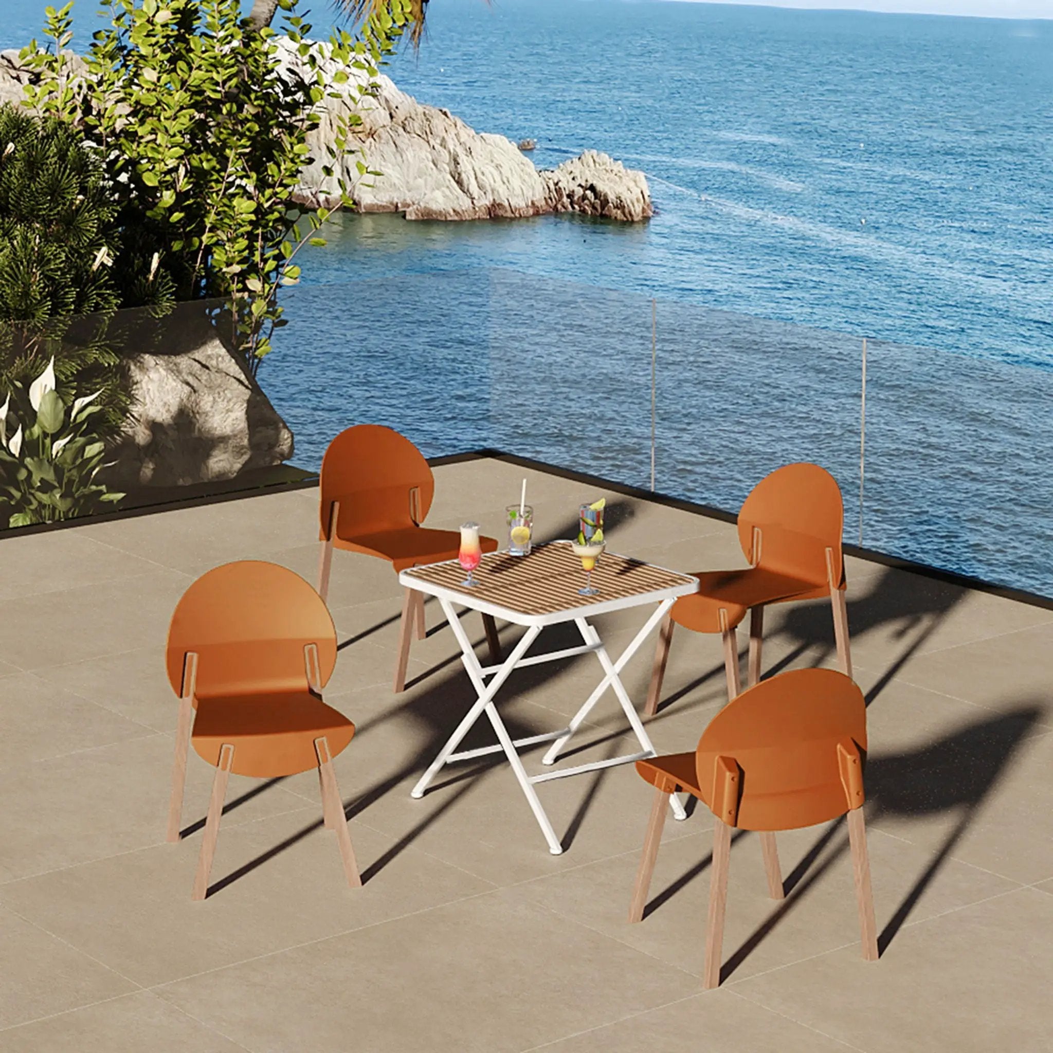 4 Piece Set Of Single Chairs With A Folding Square Table by HouseOfZazla