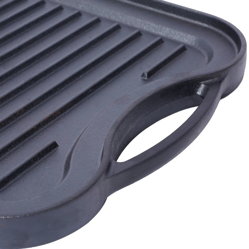 Pre Seasoned Cast Iron Reversible Rectangular Grill / Griddle - Black by HouseOfZazla