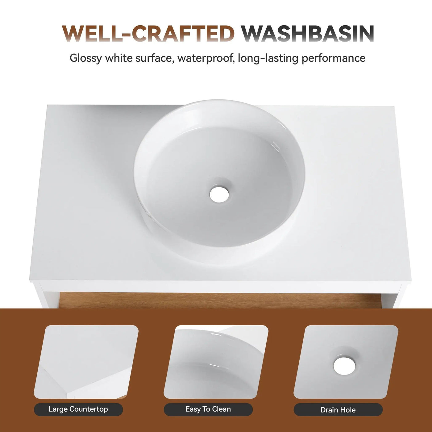 Floating Bathroom Vanity With Glossy Round Vessel Sink by HouseOfZazla