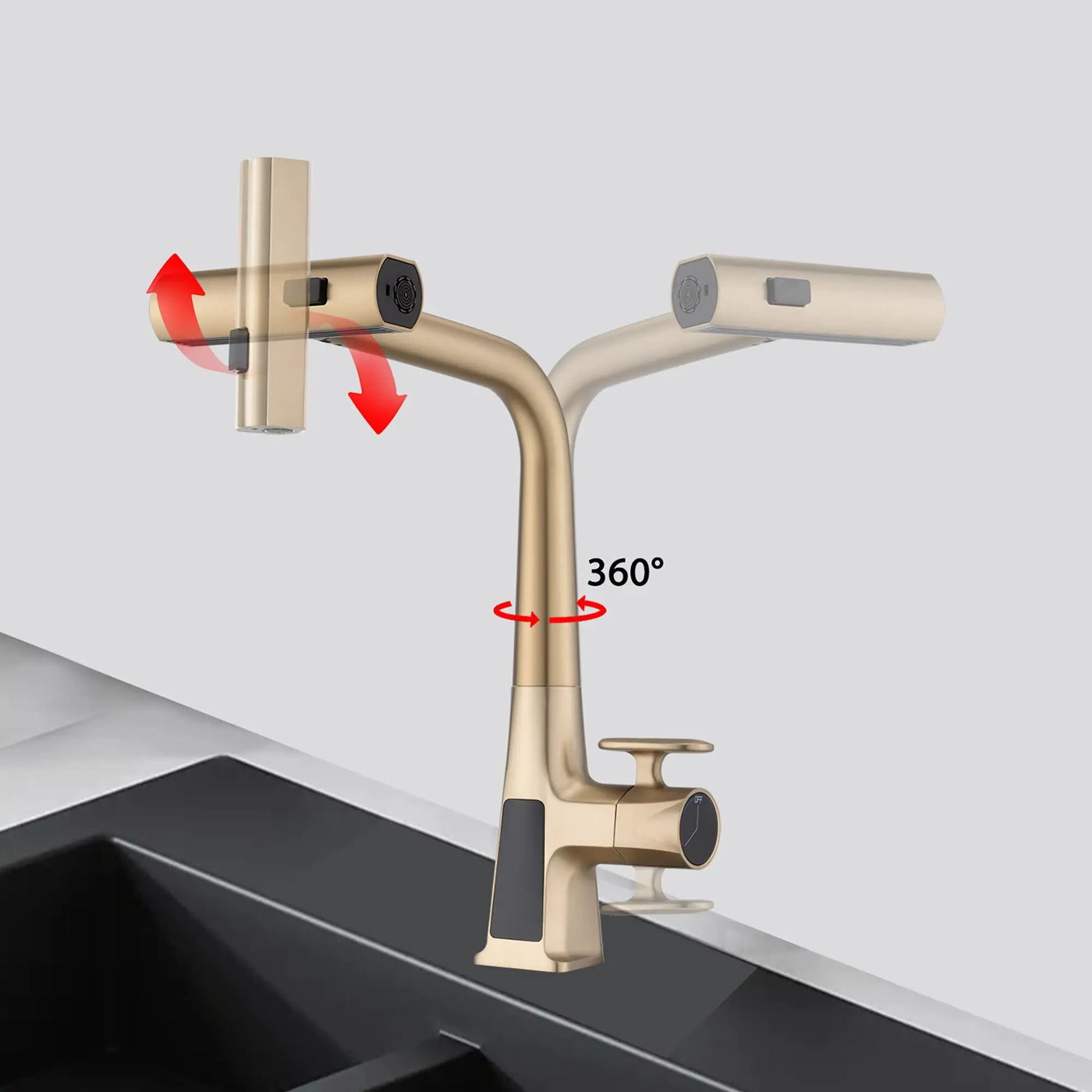 Waterfall Kitchen Faucet With Temperature Display And Pull Down Sprayer by HouseOfZazla