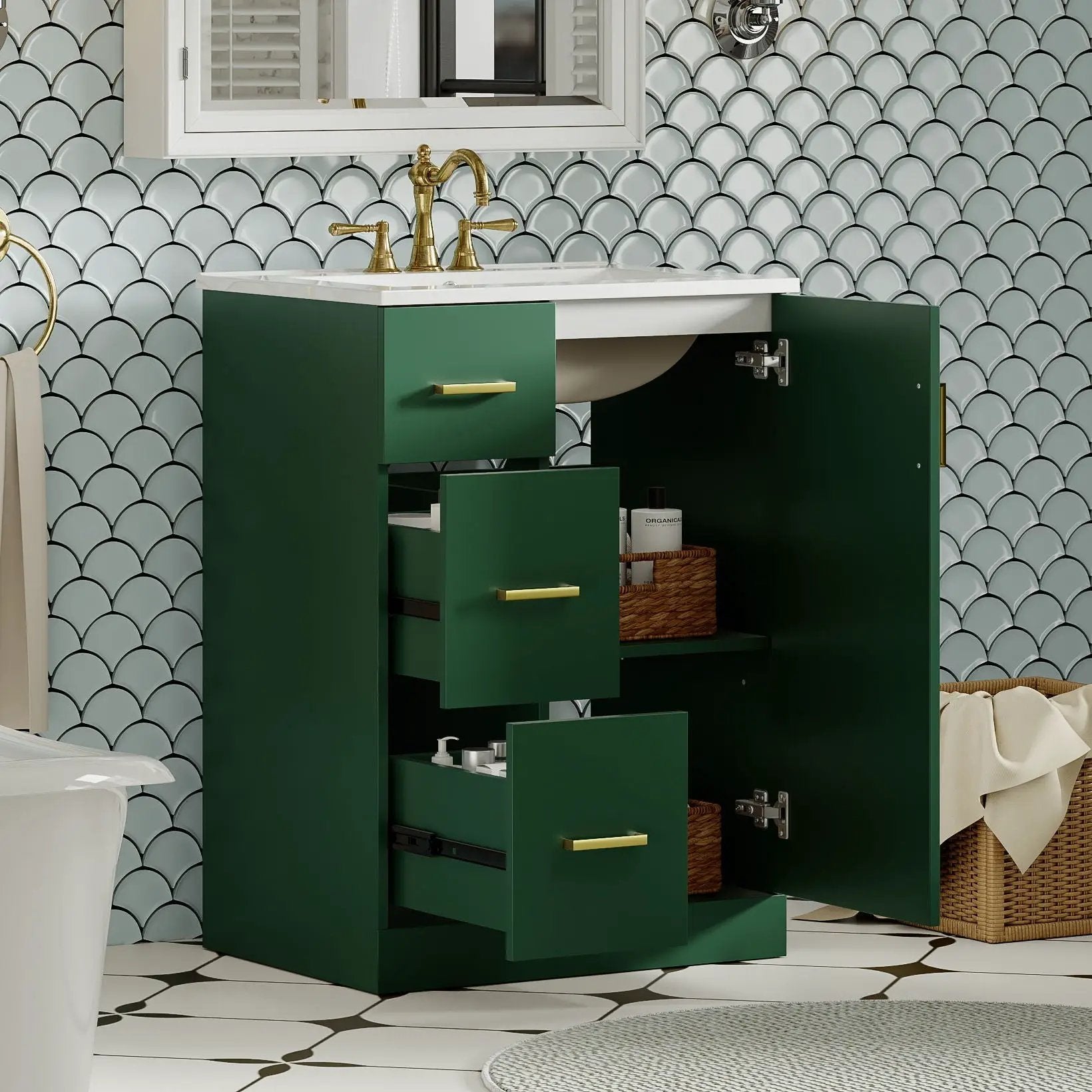 Bathroom Vanity With Under Mount Sink, 2 Drawers And Soft Closing Door by Unique Piece Furniture
