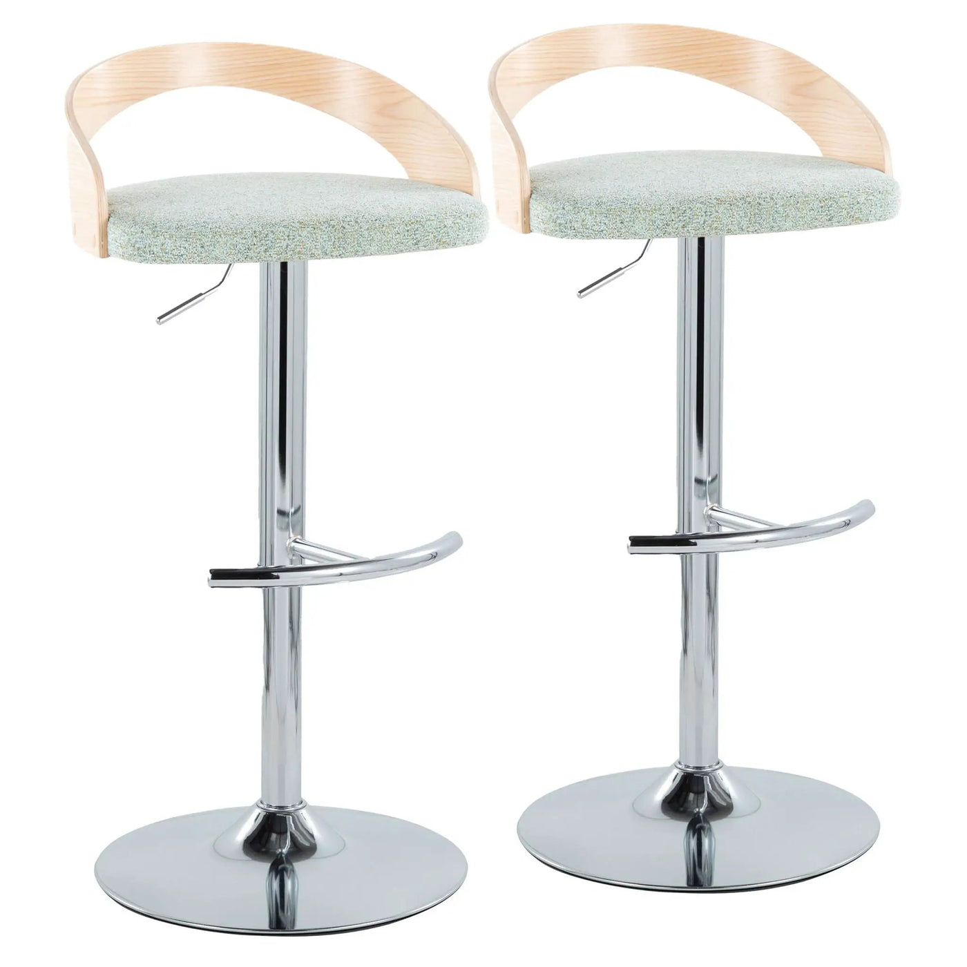 Grotto - Contemporary Adjustable Barstool, Swivel With Rounded T Footrest (Set of 2) by HouseOfZazla