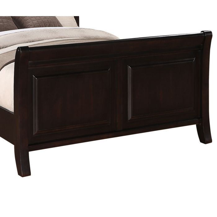 Dark Brown Transitional Sleigh Bed with Solid Wood Construction, photo 3 of 5