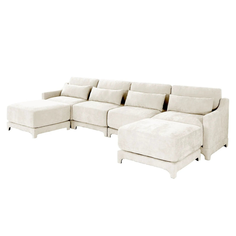 Stylish Sofa With Ottoman And Lumbar Pillows, Ergonomic Design by HouseOfZazla
