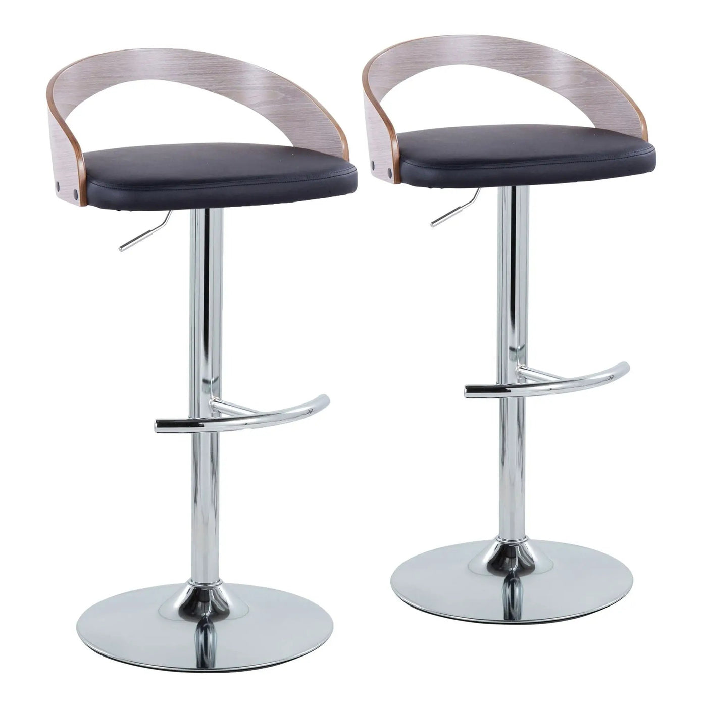 Grotto - Contemporary, Adjustable Barstool With Swivel With Rounded T Footrest (Set of 2) by HouseOfZazla
