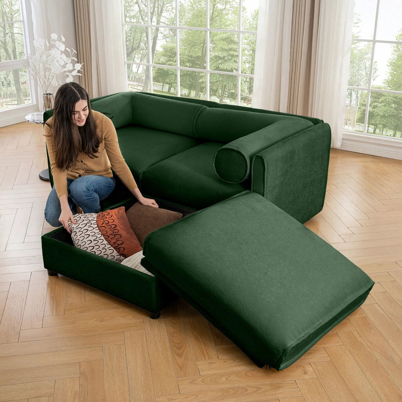 Contemporary Elegant Sofa With Storage And Ottoman by Unique Piece Furniture