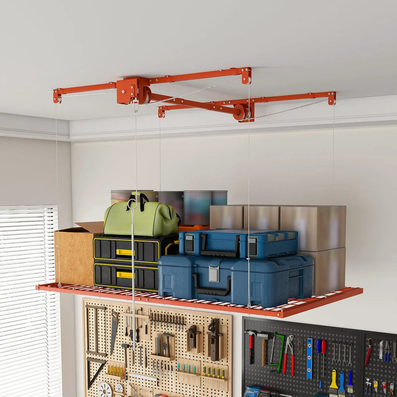 Orange Overhead Garage Storage Rack 4x8 FT by HouseOfZazla
