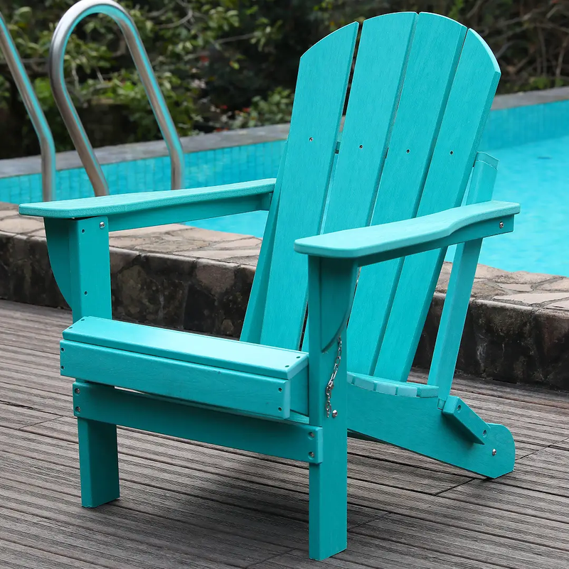 Adirondack Folding Chair with Dual Cup Holders - Lake Blue by HouseOfZazla