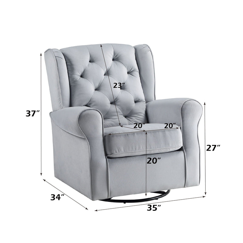 Gray Glider Chair with Swivel and 360° Motion - Fabric Upholstery, photo 3 of 4