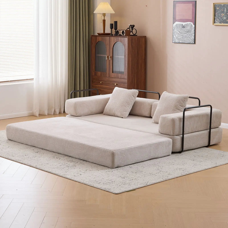 Floor Couch, Convertible Floor Sofa Bed With Pillow Back Support Armrest by HouseOfZazla