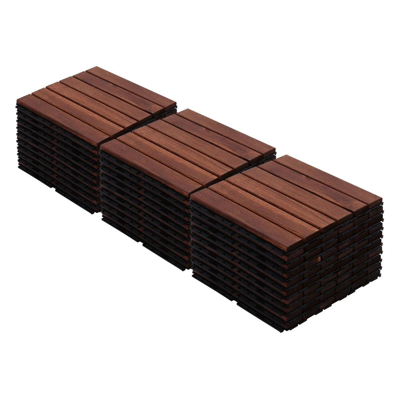 Interlocking Deck Tiles Striped Pattern Waterproof Brown by HouseOfZazla