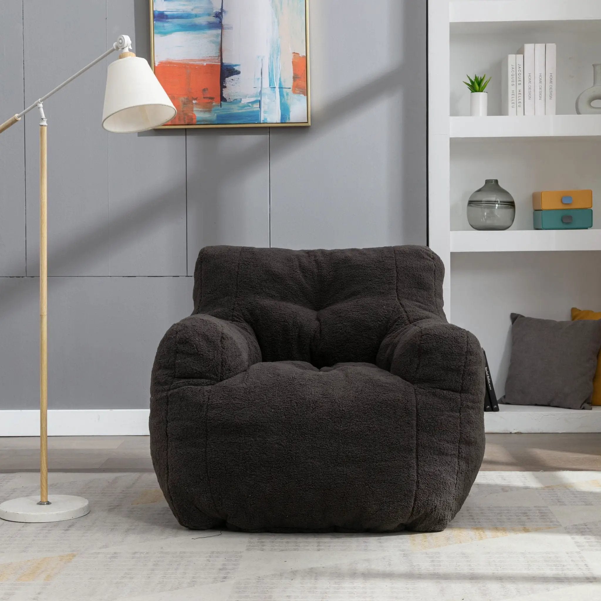 Soft Teddy Fabric Tufted Foam Bean Bag Chair With Teddy Fabric by Unique Piece Furniture