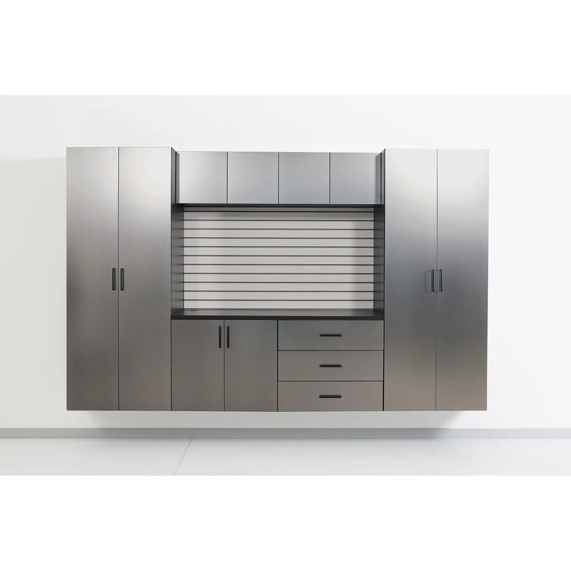 Astro Series - Wall Mounted Storage Cabinet With Soft Closing Drawers - Metallic Gray by HouseOfZazla