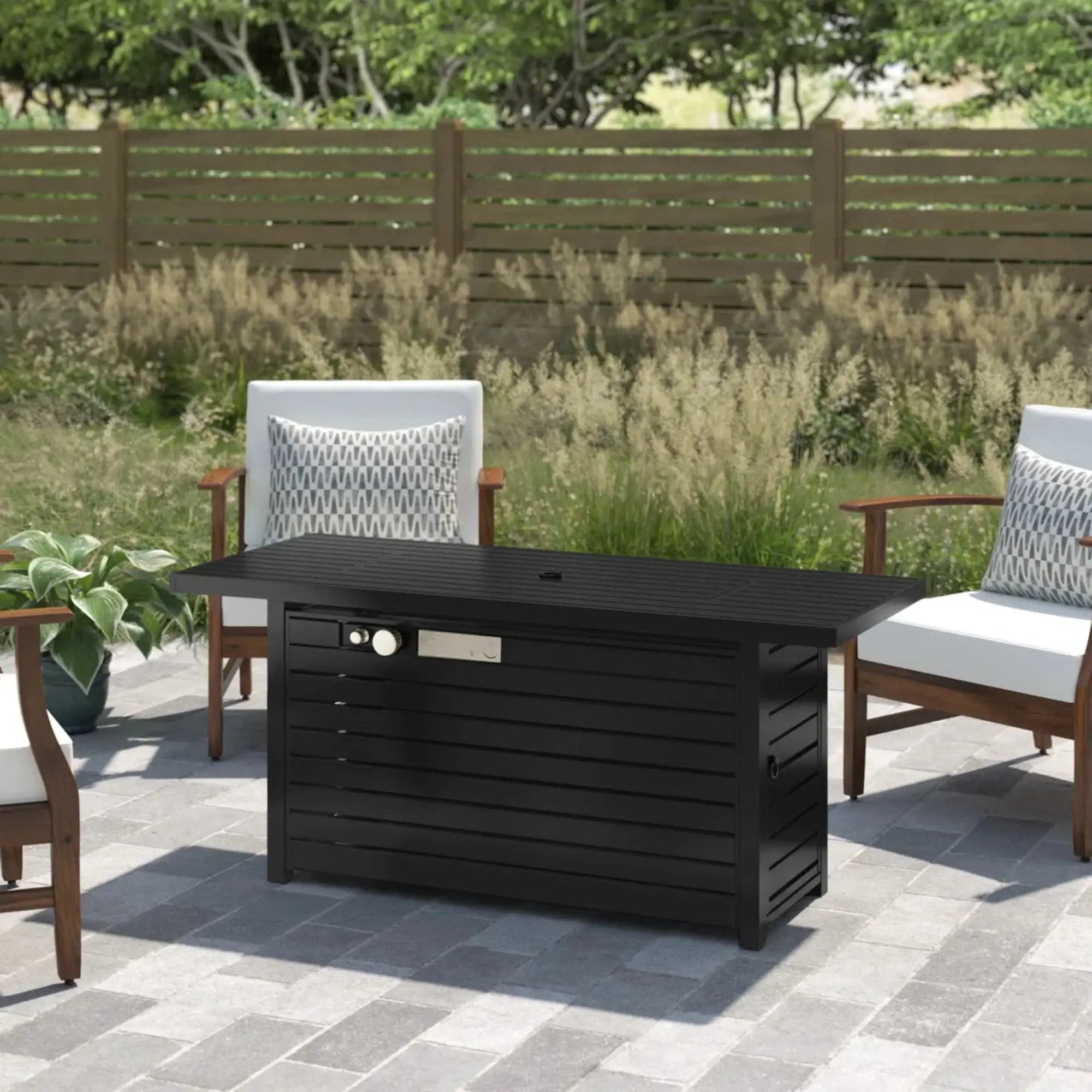 Outdoor Fire Pit Table & Lid - Black by Unique Piece Furniture
