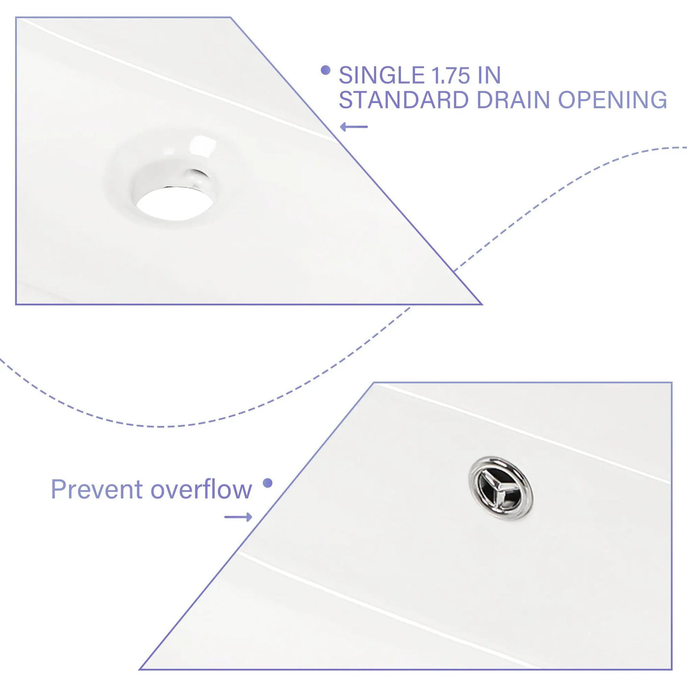 Modern Ceramic Rectangular Wall Mounted Bathroom Sink With Faucet Hole & Overflow by HouseOfZazla