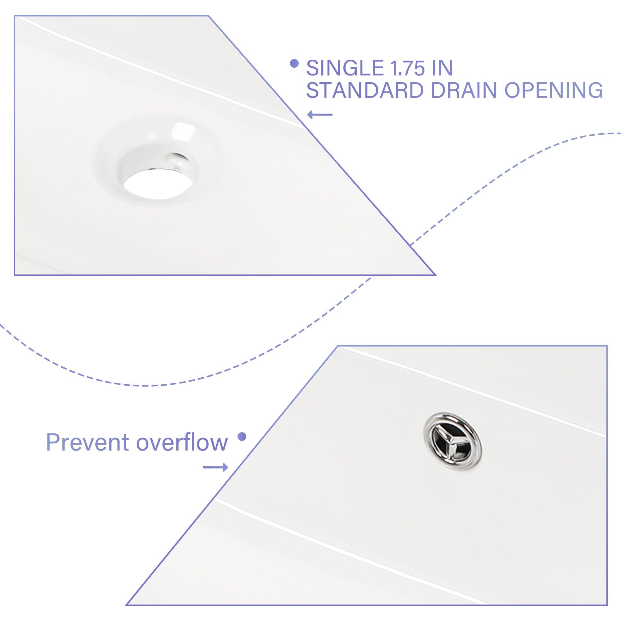 Modern Ceramic Rectangular Wall Mounted Bathroom Sink With Faucet Hole & Overflow by HouseOfZazla