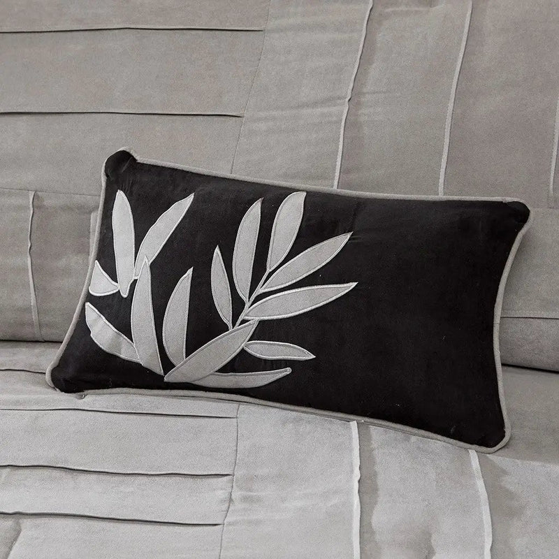7 Piece Faux Suede Comforter Set Grey Full by HouseOfZazla